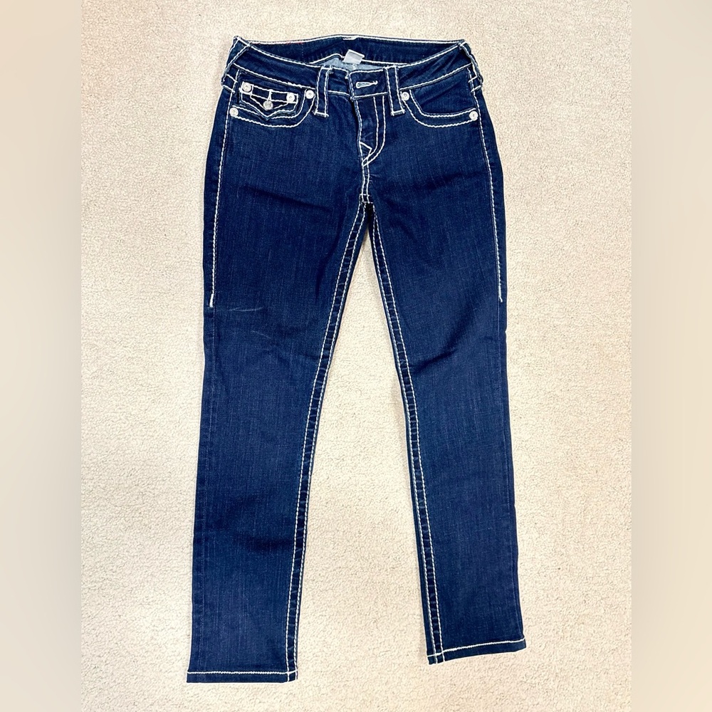 True Religion Skinny Super T Jeans – Dark Wash – Size 27 (Pre‑Owned), EUC